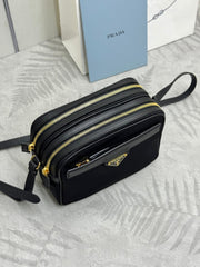PRADA 25S RE-EDITION 1978 MINI 21 IN BLACK NYLON AND SAFFIANO CALFSKIN