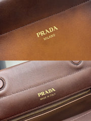 PRADA 25S ENCHAINE MINI BAG 22 IN COGNAC CALFSKIN GOLD HARDWARE