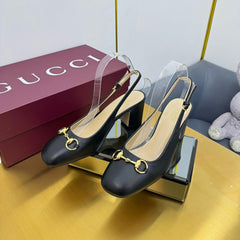 GG HIGH HEELS 65 IN BLACK LAMBSKIN WITH GOLD HARDWARE