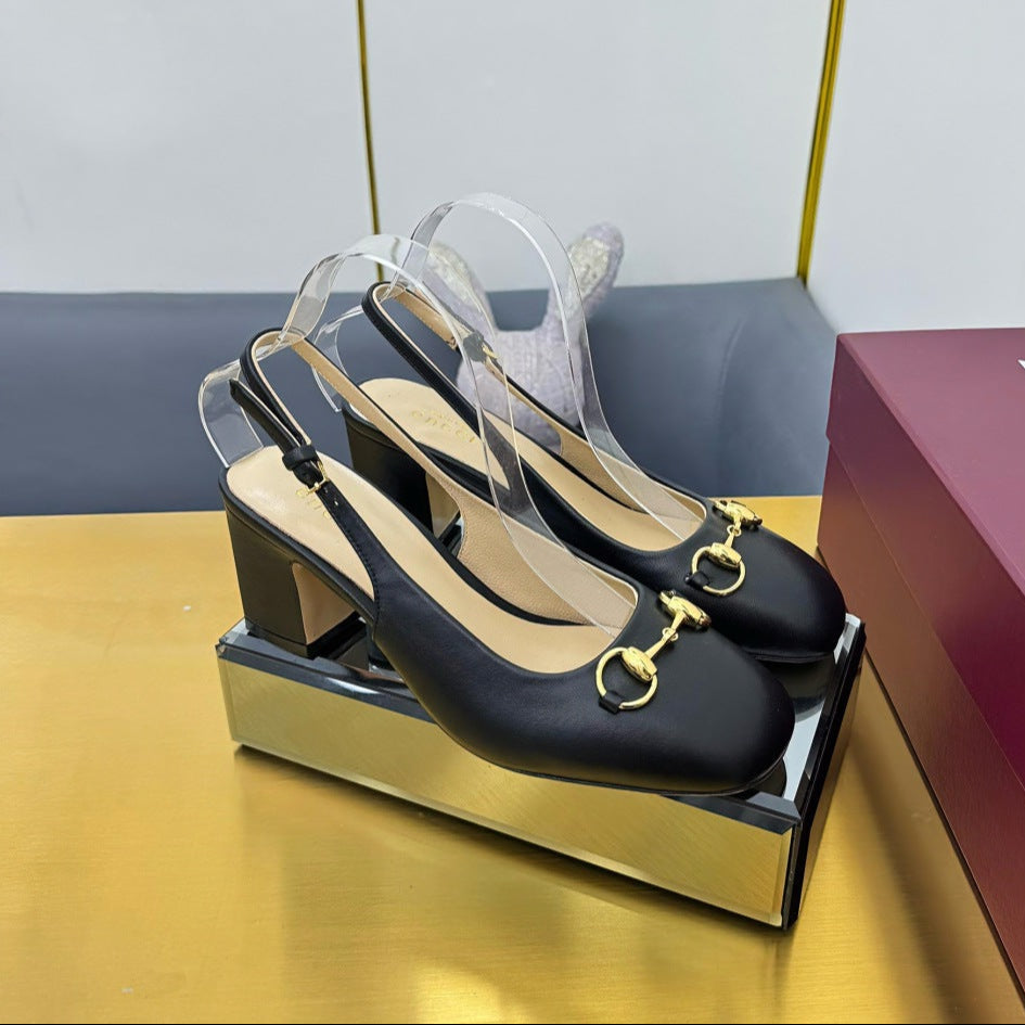 GG HIGH HEELS 65 IN BLACK LAMBSKIN WITH GOLD HARDWARE