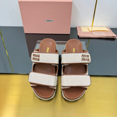 PLATFORM SANDALS IN BROWN EVA SOLE WHITE WITH BROWN POLKA DOTS