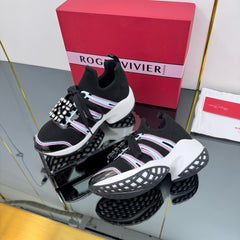 VIV' RUN SNEAKERS IN BLACK TECHNICAL FABRIC WITH PINK AND WHITE CALFSKIN