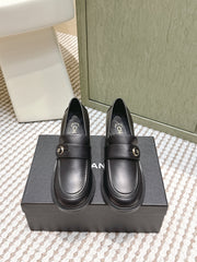 CHANEL 25S GODDESS MOCCASIN LOAFERS 65MM IN BLACK CALFSKIN GOLD HARDWARE