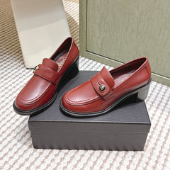 CHANEL 25S GODDESS MOCCASIN LOAFERS 65MM IN DARK RED CALFSKIN GOLD HARDWARE