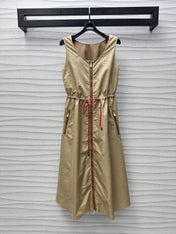 Miu Sleeveless Technical Nylon Beige Dress