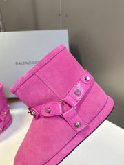 BALENCIAGA 25S ALASKA ANKLE BOOTS IN PINK SUEDE AND LAMBSKIN