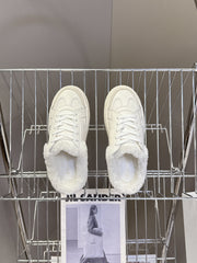 DIOR 25S DIOR STAR SNEAKERS 40 MM IN WHITE LAMBSKIN AND WOOL