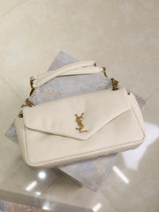 YSL 25S CALYPSO 30 IN IVORY GRAINED CALFSKIN GOLD HARDWARE