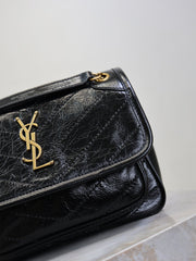 YSL 25S NIKI BAG 22 IN BLACK GLOSSY CALFSKIN GOLD HARDWARE