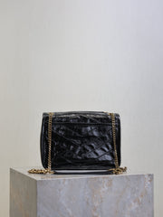 YSL 25S NIKI BAG 22 IN BLACK GLOSSY CALFSKIN GOLD HARDWARE