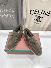 LP 25S SUMMER CHARMS WALK LOAFERS IN CHARCOAL BROWN SUEDE AND FLEECE