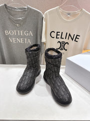 DIOR 25S ANKLE BOOTS IN DARK GREY MIX BLACK FEATHER