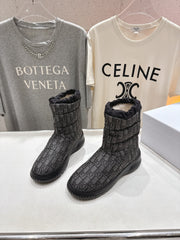 DIOR 25S ANKLE BOOTS IN DARK GREY MIX BLACK FEATHER