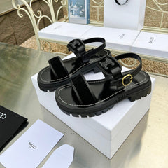 SANDALS FLAT SHOES BLACK