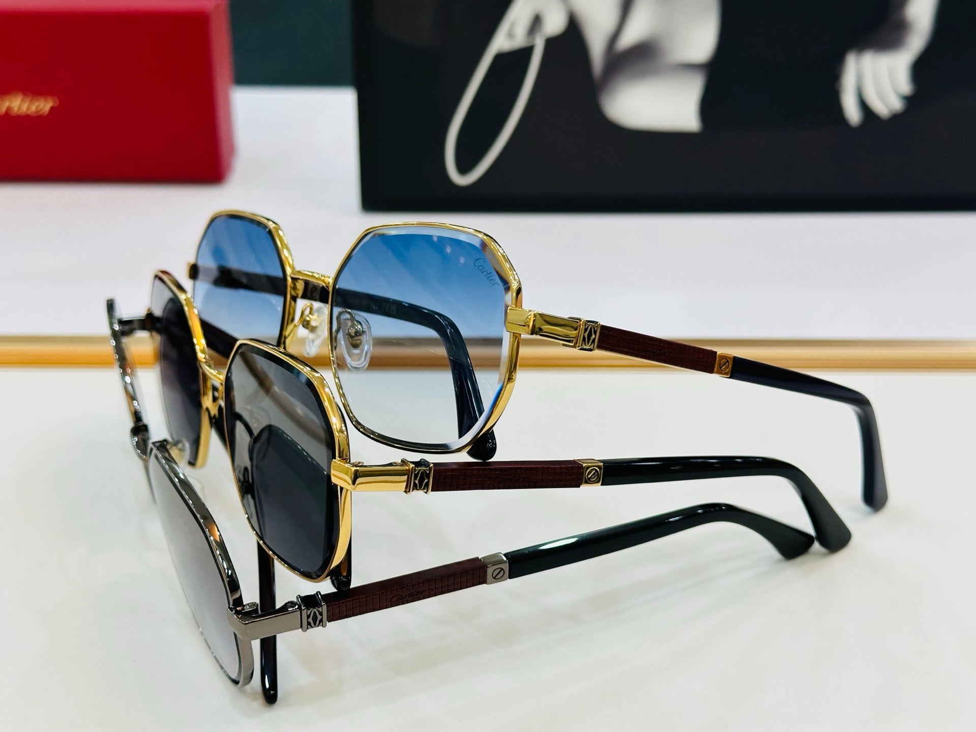 PREMIÈRE GEOMETRIC FRAME SUNGLASSES CT0492S IN METAL