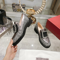 VIV' RANGERS LOAFERS IN SILVER ACCENTS TWEED EMBELLISHED BUCKLE