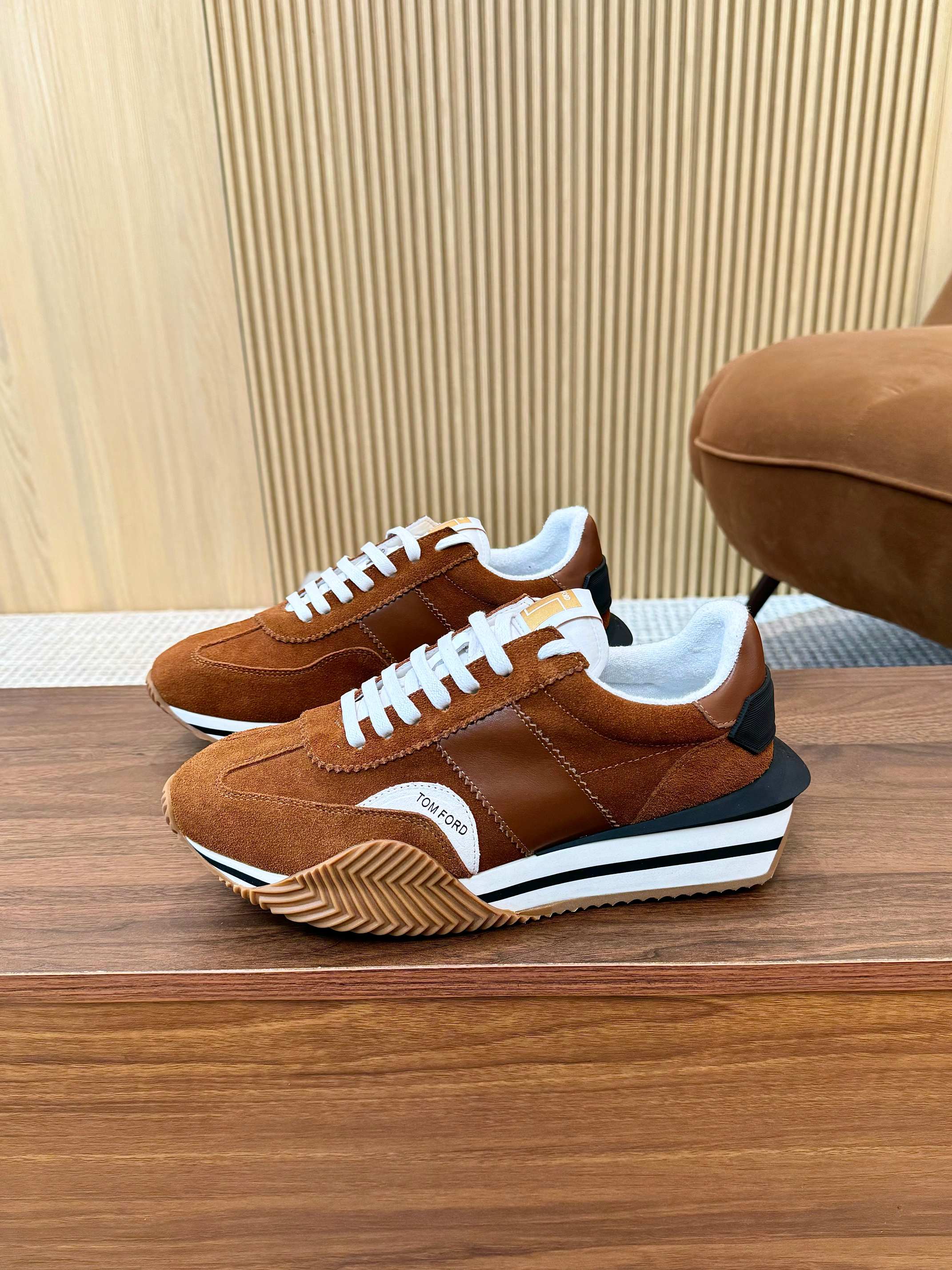 TOM FORD SNEAKERS IN TAN BROWN SUEDE 432168