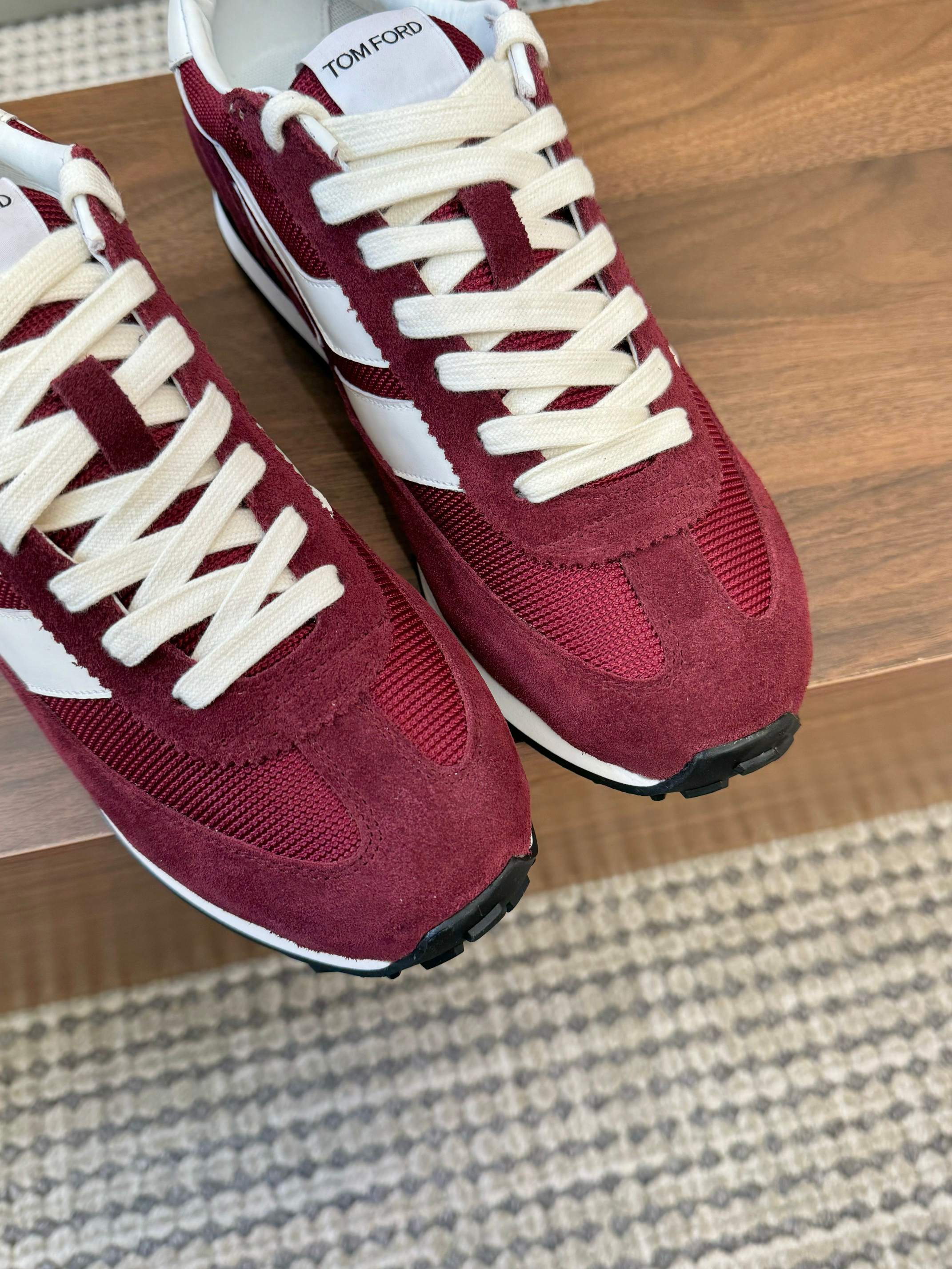TOM FORD SNEAKERS  IN CHERRY RED MESH AND SUEDE 434240