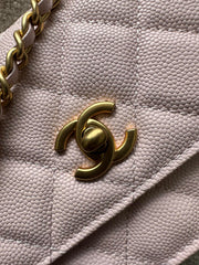 CHANEL 25S CLASSIC WALLET ON CHAIN 19 IN LIGHT PINK LAMBSKIN WITH GOLD HARDWARE