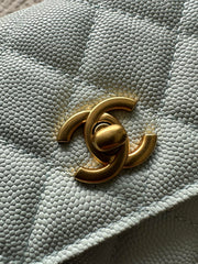 CHANEL 25S CLASSIC WALLET ON CHAIN 19 IN MINT GREEN PASTEL LAMBSKIN WITH GOLD HARDWARE