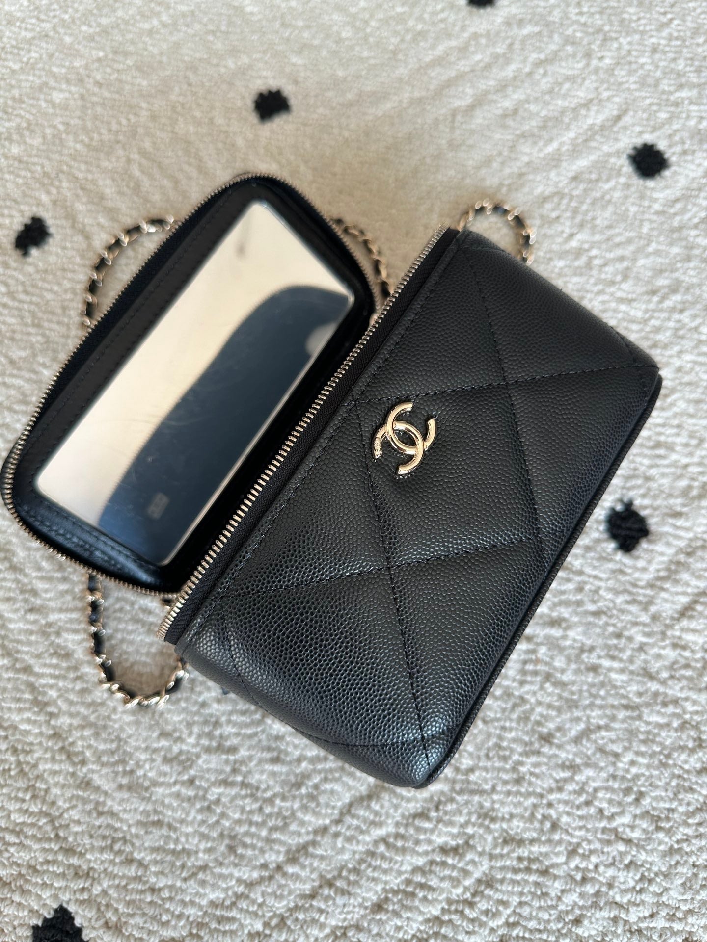 CHANEL 25S VANITY BAG 17 IN BLACK CAVIAR LEATHER WITH GOLD HARDWARE