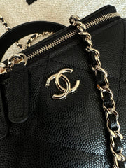 CHANEL 25S VANITY BAG 17 IN BLACK CAVIAR LEATHER WITH GOLD HARDWARE