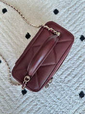 CHANEL 25S VANITY BAG 17 IN DARK RED CAVIAR LEATHER WITH GOLD HARDWARE