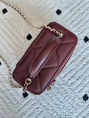 CHANEL 25S VANITY BAG 17 IN DARK RED CAVIAR LEATHER WITH GOLD HARDWARE