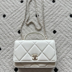 CHANEL 25S MINI FLAP BAG 19 IN WHITE CAVIAR LEATHER