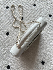 CHANEL 25S MINI FLAP BAG 19 IN WHITE CAVIAR LEATHER