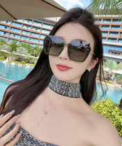 BORDERED SQUARE FRAME SUNGLASSES G0607 IN ACETATE