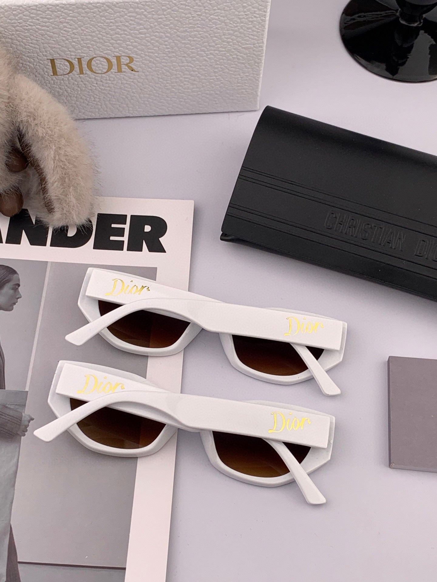 MONTAIGNE SUNGLASS D8620 IN WHITE ACETATE BROWN LENSES