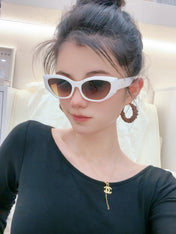 MONTAIGNE SUNGLASS D8620 IN WHITE ACETATE BROWN LENSES