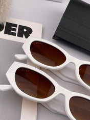 MONTAIGNE SUNGLASS D8620 IN WHITE ACETATE BROWN LENSES