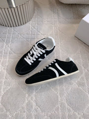 CELINE 25S JOGGER LOW LACE UP SNEAKER IN BLACK CALFSKIN AND SUEDE