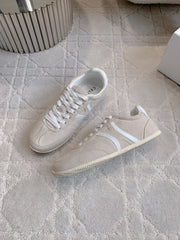 CELINE 25S JOGGER LOW LACE UP SNEAKER IN LIGHT GRAY CALFSKIN AND SUEDE