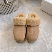 CELINE 25S DANA WEDGE MULE 70MM IN LIGHT BROWN SUEDE CALFSKIN AND SHEARLING