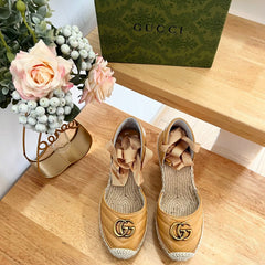 GG  Crochet platform Espadrilles Blush Amber Yellow