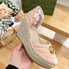 GG  Crochet platform Espadrilles Blush Pink