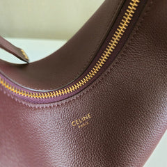 CELINE 25S TEEN LULU BAG 24MM IN SYRAH RED CALFSKIN GOLD HARDWARE
