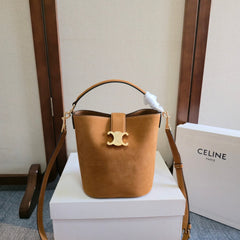 CELINE 25S LOUISE BAG 19MM IN BROWN SUEDE GOLD HARDWARE