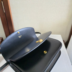 CELINE 25S DUO WALLET ON STRAP 20MM IN BLACK SHINY CALFSKIN