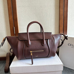 CELINE 25S NEW LUGGAGE 36MM IN DARK BROWN CALFSKIN GOLD HARDWARE