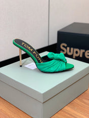 HIGH HEEL MULE 10 CM IN TEAL GREEN SUEDE