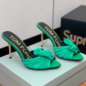 HIGH HEEL MULE 10 CM IN TEAL GREEN SUEDE