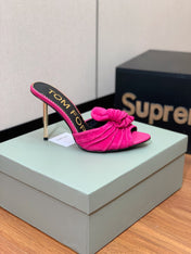 HIGH HEEL MULE 10 CM IN BRIGHT PINK SUEDE