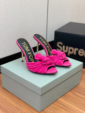 HIGH HEEL MULE 10 CM IN BRIGHT PINK SUEDE