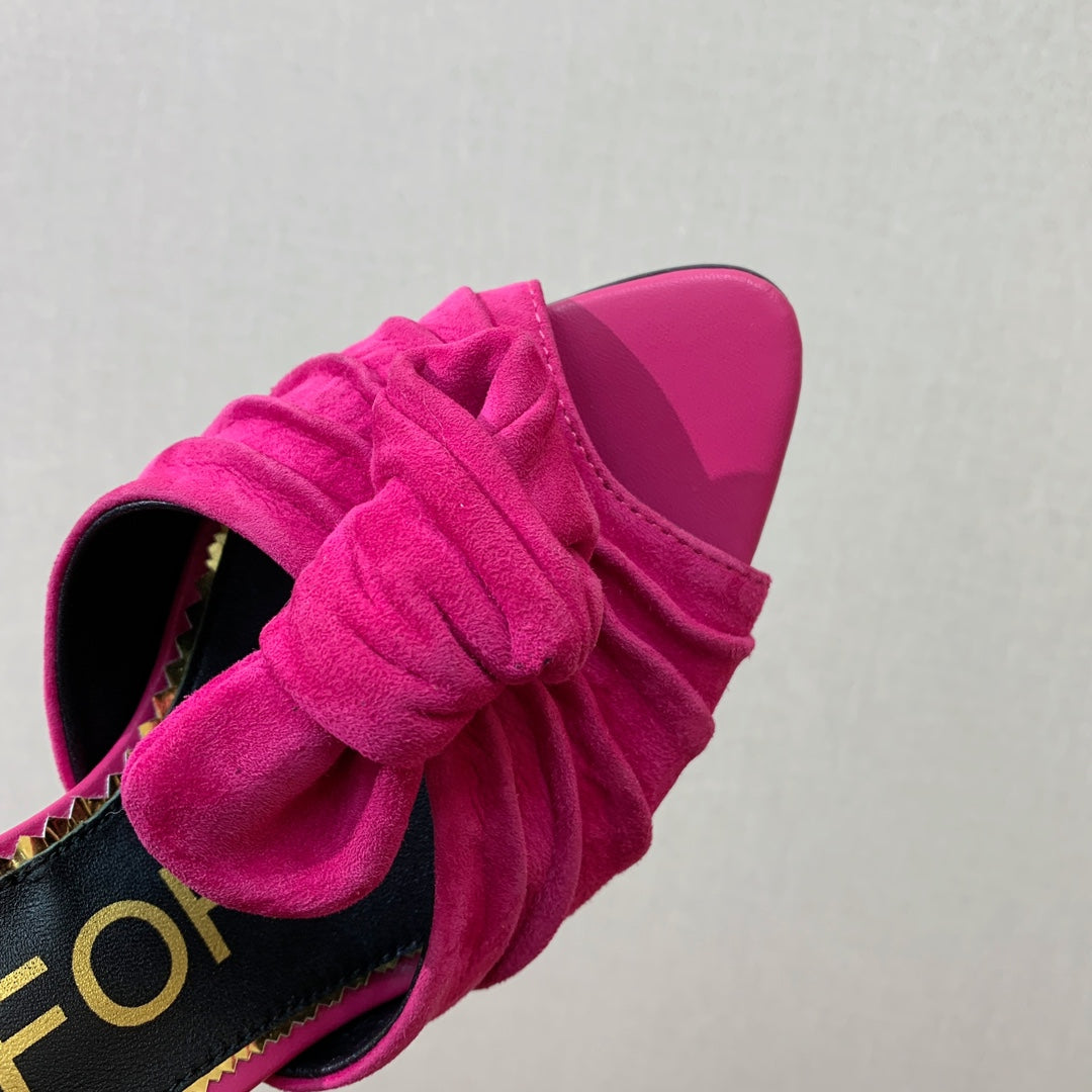 HIGH HEEL MULE 10 CM IN BRIGHT PINK SUEDE