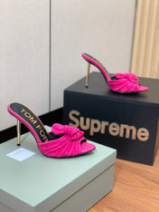 HIGH HEEL MULE 10 CM IN BRIGHT PINK SUEDE