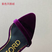 ANKLE SANDAL 10 CM IN PLUM PURPLE VELVET AND SILK